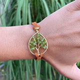 Peridot Tree of Life Clasp Bracelet ~ Gold