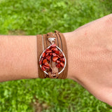 Red Jasper Tree of Life Wrap Bracelet ~ Silver/Copper