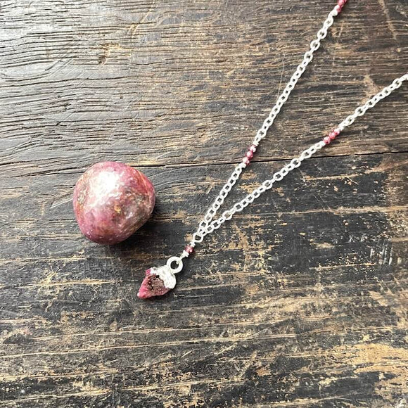 Ruby Waves Silver Necklace (18