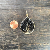 Black Obsidian Tree of Life Pendant (Small Tree) ~ Gold