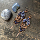 Sodalite Tree of Life Dangle Earrings ~ Copper