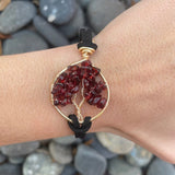 Garnet Tree of Life Clasp Bracelet ~ Gold