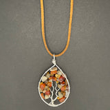 Carnelian, Moonstone and Tiger's Eye Tree of Life Pendant (Large Tree) ~ Silver