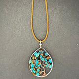 Tiger's Eye and Turquoise Tree of Life Pendant (Large Tree) ~ Silver/Copper