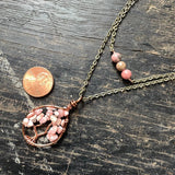 Rhodochrosite Tree of Life Layer Necklace ~ Copper