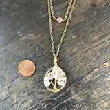 Rose Quartz Tree of Life Layer Necklace ~ Gold