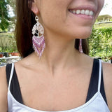 Rose Quartz Tree of Life Fringe Earrings ~ Silver