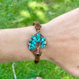 Turquoise Tree of Life Adjustable Bracelet ~ Copper