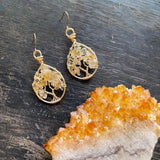 Citrine Tree of Life Earrings ~ Gold