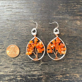 Carnelian Tree of Life Earrings ~ Silver/Copper