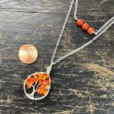 Carnelian Tree of Life Layer Necklace ~ Silver