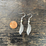 Clear & Yellow Acrylic Leaf Charm Earrings ~ Silver