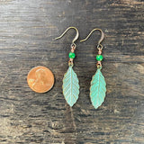 Copper & Magnesite Leaf Charm Earrings