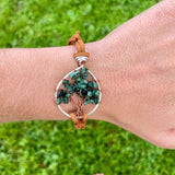 Emerald Tree of Life Adjustable Bracelet ~ Silver/Copper