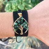 Emerald Tree of Life Wrap Bracelet ~ Gold