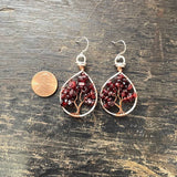 Garnet Tree of Life Earrings ~ Silver/Copper