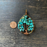 Turquoise Tree of Life Pendant (Large Tree) ~ Copper