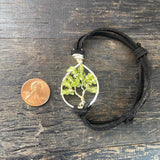 Peridot Tree of Life Adjustable Bracelet ~ Silver/Gold