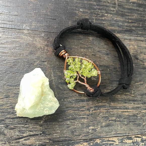 Peridot Tree of Life Adjustable Bracelet ~ Copper
