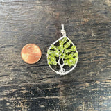Peridot Tree of Life Pendant (Small Tree) ~Silver