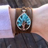 Apatite Tree of Life Wrap Bracelet ~ Silver/Copper