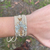 Aquamarine Tree of Life Wrap Bracelet ~ Gold
