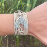 Aquamarine Tree of Life Wrap Bracelet ~ Silver