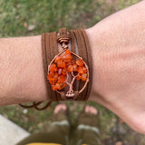 Carnelian Tree of Life Wrap Bracelet ~ Copper