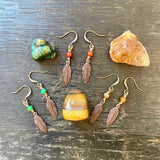 Copper Leaf Charm Earrings