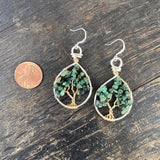 Emerald Tree of Life Earrings ~ Silver/Gold