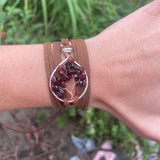 Garnet Tree of Life Wrap Bracelet ~ Silver/Copper