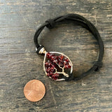 Garnet Tree of Life Adjustable Bracelet ~ Silver/Gold
