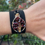 Garnet Tree of Life Wrap Bracelet ~ Gold