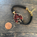 Garnet Tree of Life Clasp Bracelet ~ Gold