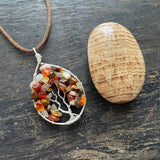 Carnelian, Moonstone and Tiger's Eye Tree of Life Pendant (Large Tree) ~ Silver