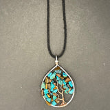 Tiger's Eye and Turquoise Tree of Life Pendant (Large Tree) ~ Silver/Copper