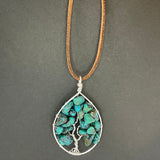 Turquoise Tree of Life Pendant (Large Tree) ~ Silver