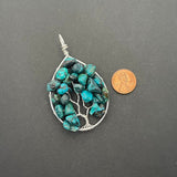 Turquoise Tree of Life Pendant (Large Tree) ~ Silver
