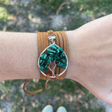 Malachite Tree of Life Wrap Bracelet ~ Silver/Copper