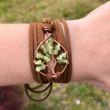 Peridot Tree of Life Wrap Bracelet ~ Copper