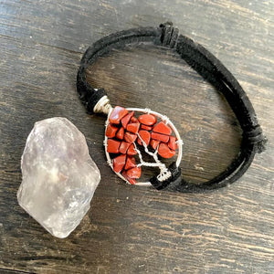 Red Jasper Tree of Life Adjustable Bracelet