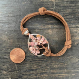 Rhodochrosite Tree of Life Adjustable Bracelet ~ Silver/Copper