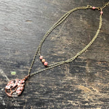 Rhodochrosite Tree of Life Layer Necklace ~ Copper