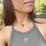 Rhodochrosite Tree of Life Layer Necklace ~ Silver
