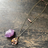 Rhodochrosite & Tiger's Eye Tree of Life Layer Necklace ~ Copper
