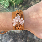 Rose Quartz Tree of Life Wrap Bracelet ~ Copper