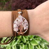 Rose Quartz Tree of Life Wrap Bracelet ~ Silver/Copper