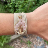 Rose Quartz Tree of Life Wrap Bracelet ~ Gold