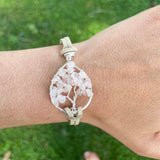 Rose Quartz Tree of Life Clasp Bracelet ~ Silver