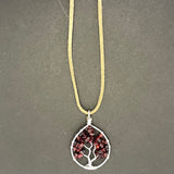 Garnet Tree of Life Pendant (Small Tree) ~ Silver
